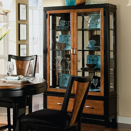 Curio China Cabinet with 2 Drawers and 3 Glass Shelves